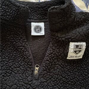 NHL Black Sherpa Pullover Jacket with LA Kings Patch